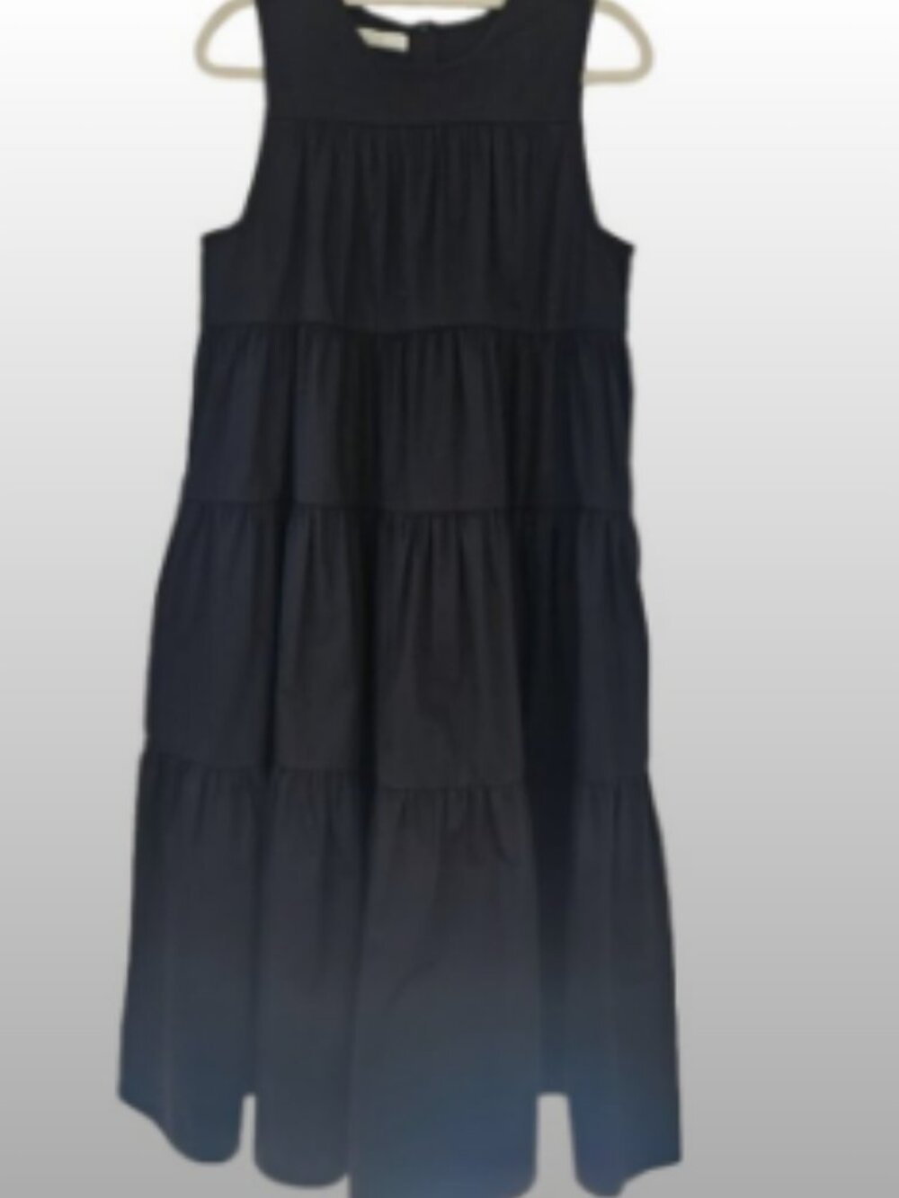 CO Essentials Black Cotton Poplin Tiered Sleeveless Maxi Dress SZ M - Picture 5 of 12